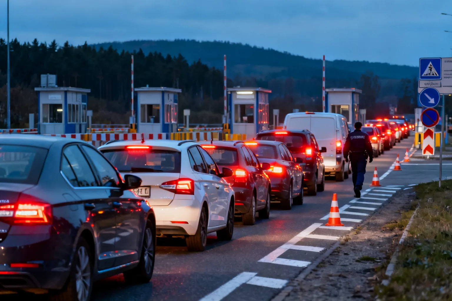 Zator na granicy PL–D w woj. dolnośląskim — około 2 km kolejka