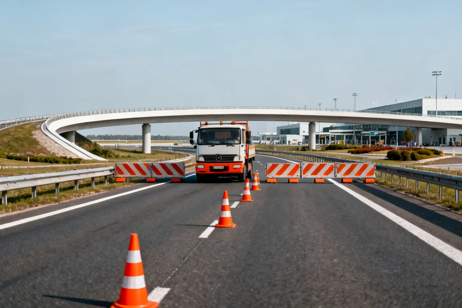 Zablokowane pasy na A8 przy węźle Wrocław Lotnisko