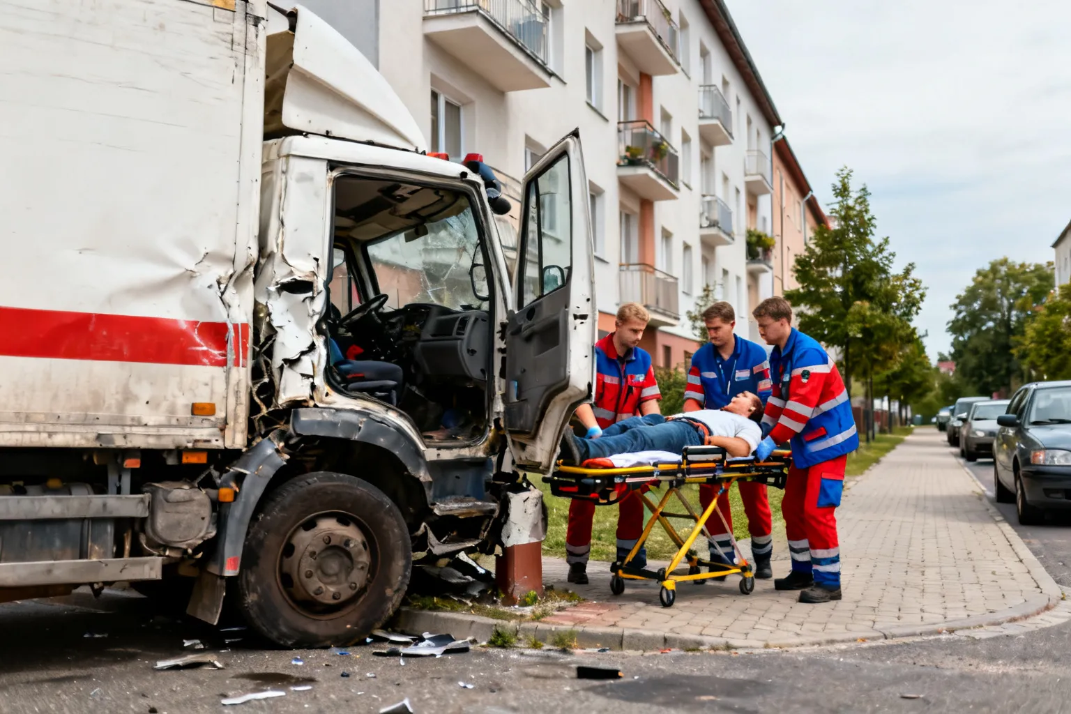 Ciężarówka uderzyła w budynek w Jaworze — kierowca wydobyty i hospitalizowany